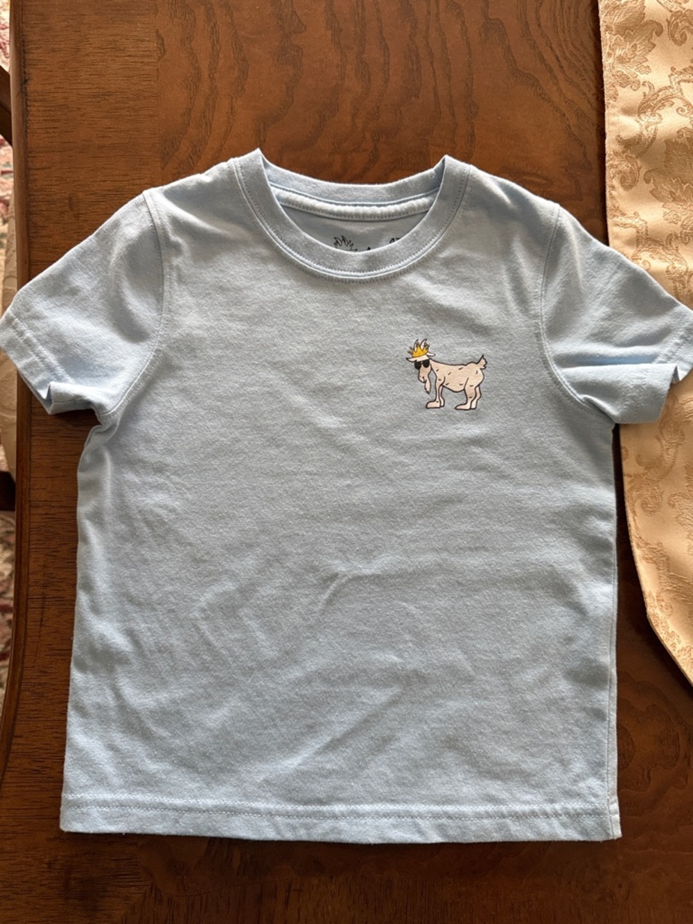 Light Blue Kids Short Sleeve Tee with Crowned Goat Patch